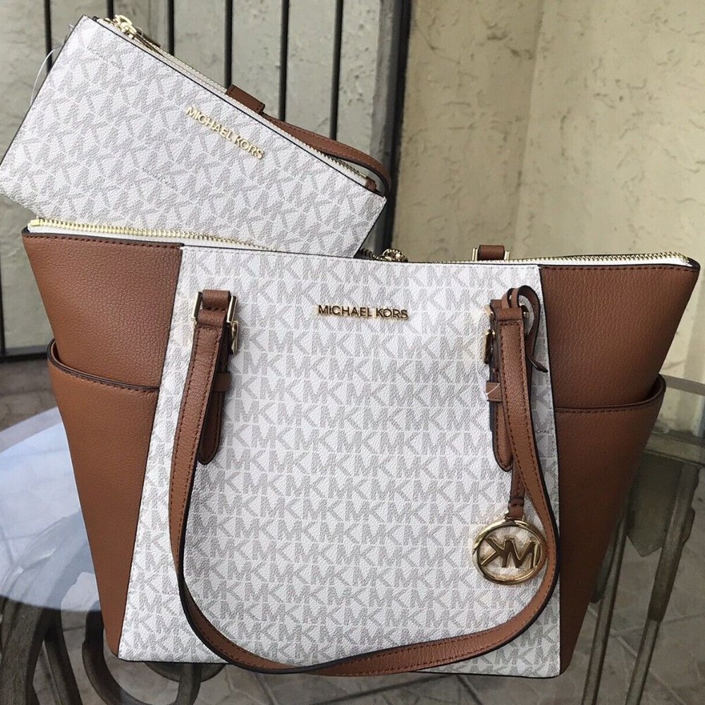 🌟 Michael Kors Signature Shoulder Tote Bag & Wallet Set: Elevate Your Style! 💼